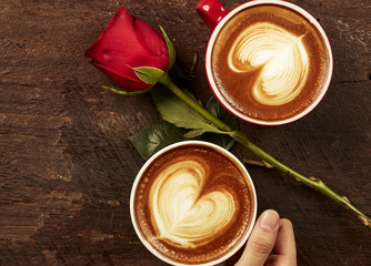 Coffee Red Roses on Valentine's Day