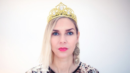 portrait of blond woman with crown