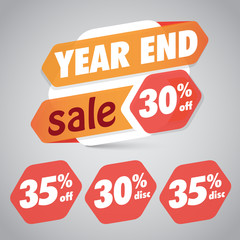 Year End Sale 30% 35% Off Discount  Tag for Marketing Retail Element Design