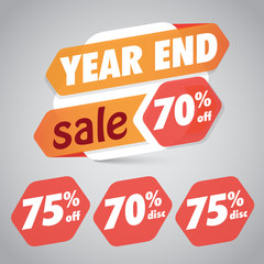 Year End Sale 70% 75% Off Discount  Tag for Marketing Retail Element Design