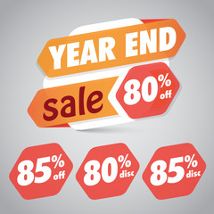 Year End Sale 80% 85% Off Discount  Tag for Marketing Retail Element Design