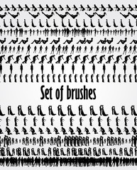 A series of brushes in the shape of a person
