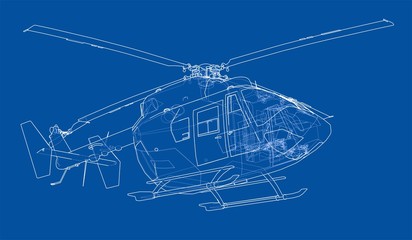 Outline drawing of helicopter © cherezoff