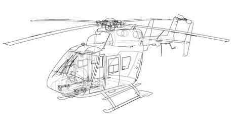 Outline drawing of helicopter © cherezoff