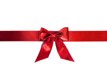Red gift bow on white