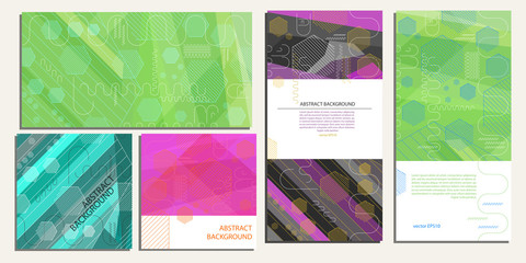 Abstract geometric background of hexagons, lines, stripes and ovals in different uses vector EPS 10