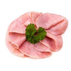 Sausage slices isolated on the white background.