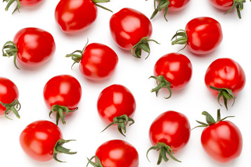 Plum tomatoes isolated on white background. Top view