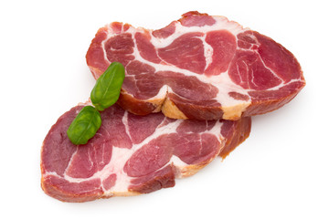 Fresh pig crude meat with rosemary.