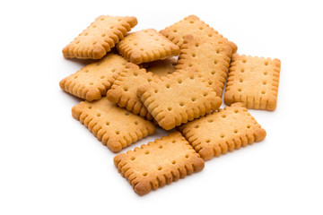 Tasty cookies biscuits on the  isolated background.
