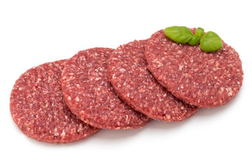 Raw fresh hamburger meat isolated on white.