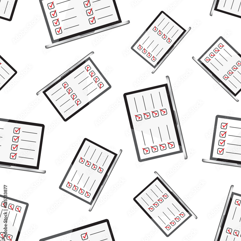 Poster businessman checklist with notebook seamless pattern background. business flat vector illustration. 