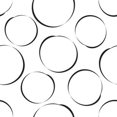 Hand drawn scribble circles seamless pattern background. Business flat vector illustration. Circles sign symbol pattern.
