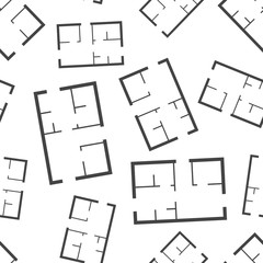 House plan seamless pattern background. Business flat vector illustration. House plan sign symbol pattern.