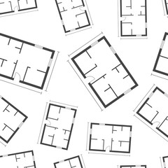 House plan seamless pattern background. Business flat vector illustration. House plan sign symbol pattern.