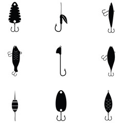 fishing baits icon set - 185734411