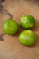 Green lime on wood board.