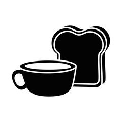 delicious coffee cup with slice bread vector illustration design