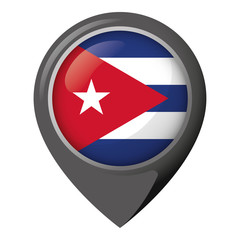 Icon representing location pin with flag of Cuba. Ideal for catalogs of institutional materials and geography