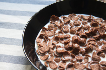 Cereal bowl for breakfast with milk