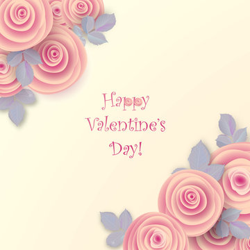 Valentine's day greeting card with blossom flowers