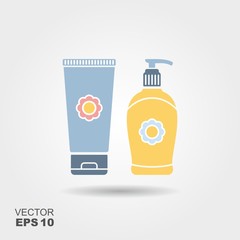 Liquid soap and tube of cream.