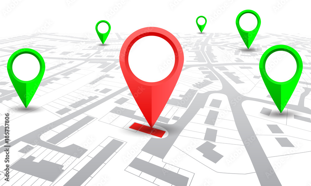 Poster gps navigator pointer on city map – vector