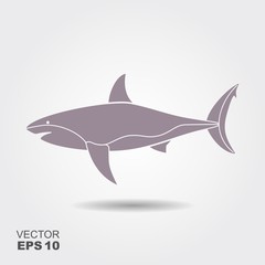 The silhouette of a shark. Vector icon