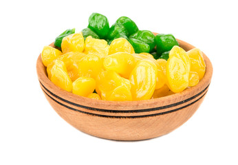 Bowl of dried yellow and green kumquat