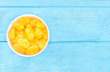 Dried yellow kumquat in bowl