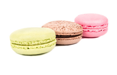 Three multicolored macaroon