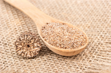 Nutmeg in spoon