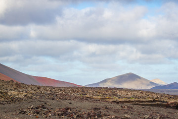 Fototapeta na wymiar Volcanoes of Timanfaya National Park, Lanzarote, Canary Islands