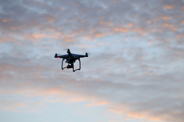 Drone Flying at sunset moment