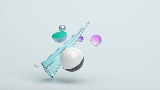Seamless abstract motion of geometric shapes. Computer generated loop animation with spheres. Modern background design for poster, cover, branding, banner. 3d rendering 4k UHD