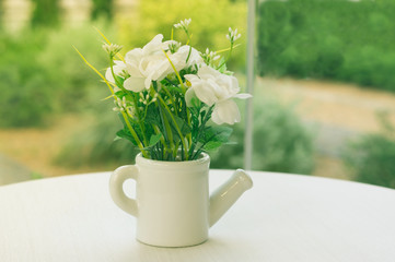 Vintage filtered,Flower vase on table