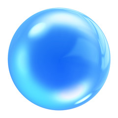 Blue Water Bubble icon, 3d render include clipping path