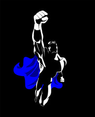 Superhero flying. Strives height.