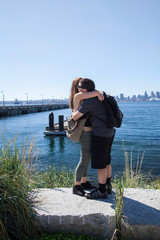 Lover hugs, loving couple in Vancouver