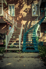 Balcony and stairs old style Montreal, Quebec