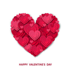 Pink  cut paper heart for  Valentines day.