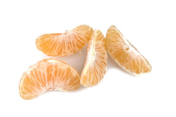 Mandarin or Tangerine fruit with leaves on a white background