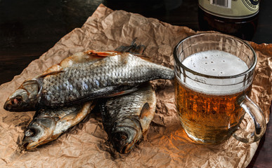 Dried fish and beer