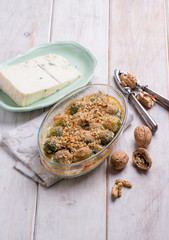 brussel sprouts with gorgonzola cheese and nuts