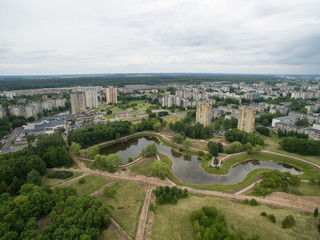 Fototapeta na wymiar Eiguliai district aerial view in Kaunas Lithuania