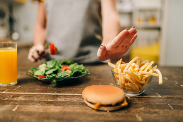 Female person choose healthy bio food
