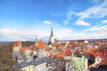 Obraz premium Beautiful view of the Kik-in-de-Kök Tower in Tallinn, Estonia on a sunny day