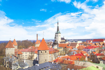 Fototapeta na wymiar Beautiful view of the Kik-in-de-Kök Tower in Tallinn, Estonia on a sunny day