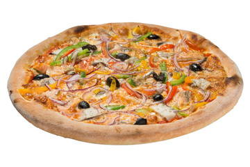 italian pizza on white background isolated