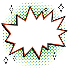 Poster de jardin Pop Art Modèle de bulle de style pop art pour votre conception. Forme de bang vide de style pop-art de bande dessinée sur une demi-teinte multicolore.